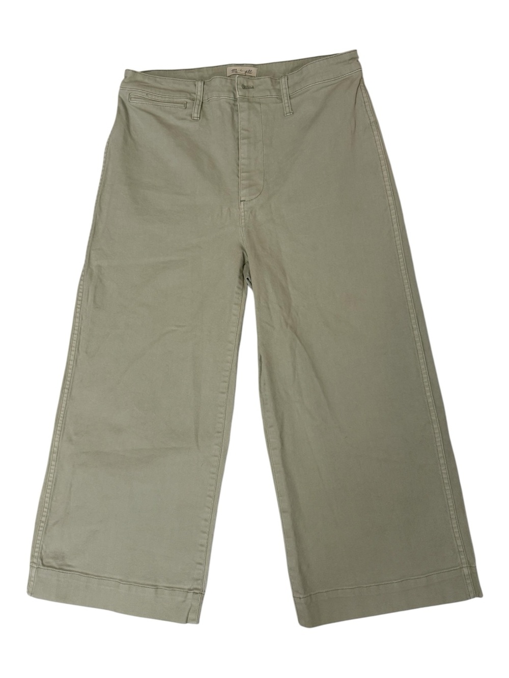 Madewell Emmett Wide Leg Crop Pants Sage Green High Rise Size 32